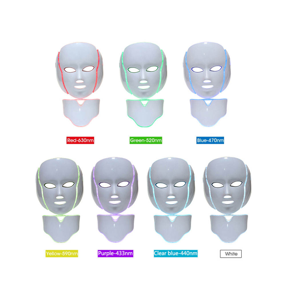 Led Facial Masks - Multifonctionnel a 7 Couleurs Lumiere Led Therapie Masque De Visage Appareil De Suppression Des Rides Articles De beaute