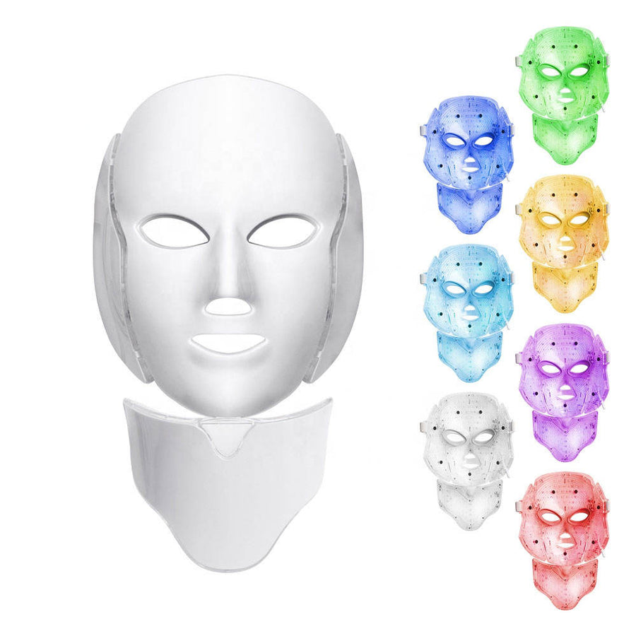 Led Facial Masks - Multifonctionnel a 7 Couleurs Lumiere Led Therapie Masque De Visage Appareil De Suppression Des Rides Articles De beaute